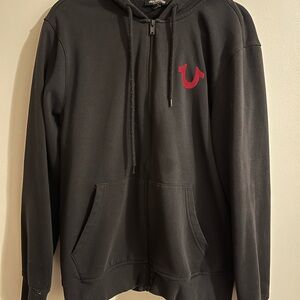 True Religion Black Hoodie with Red Logo